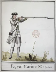 Officer av Marine Royale med en bajonettförsedd musköt, 1768