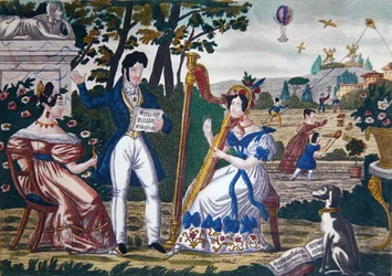 Friluftskonsert, ca 1840 (lito i färg)