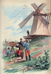 Optisk telegraf - The Optical Telegraph eller Telegraph Chappe på 1800-talet - Gravyr i "Vetenskapen förde till alla - Populär fysik och kemi" av Alexis Clerc - Sent 1800-tal - Privat samling
