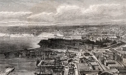Oran - Algeriet - gravyr i "" La France illustree: geografi, historia, statistisk administration"" av V.A. Malt-brunt. 1884