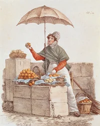 Orange säljare, tryck, Frankrike