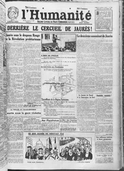Organisering av överföringen av Jean Jaures till Pantheon, Paris, från LHumanite, 23 november 1924 (tryckt papper)