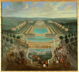 Översiktsbild av Chateau de Marly, Grand Trianon, Versailles, Frankrike (foto)