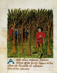Sida ur "Passe temps Michault" av den franske poeten Michault le Caron dit Taillevent (1390/1395-1448/1458) 1400-tal Chantilly, Musee Conde