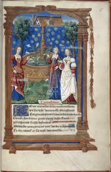 Tävlan på Fontaine du Ponceau. Från ett manuskript om ämnet Mary Tudors äktenskap med Ludvig XII av Frankrike.