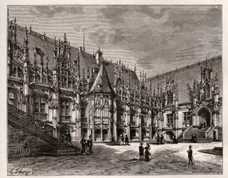 Palais de justice de Rouen före detta parlament i Normandie - gravyr i "Frankrike illustree: geografi, historia, statistisk administration" av V.A. Malt-brunt. 1884
