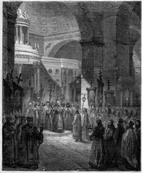 Patriark Photios eller Photius, patriark av Konstantinopel, lärd och en bysantinsk statsman (810-893). Gravyr i "Historien om påvarna-kungarna-drottningarna och kejsarna genom århundradena"" av Maurice Lachatre