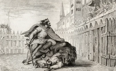 Pepin III (714-68) den korta med lejonet och tjuren, från 