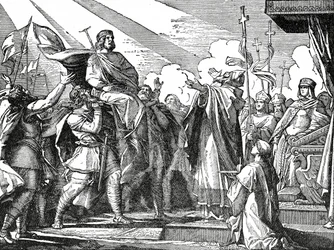 Pepin utropade till kung av frankerna 751, c.1890 Pepin den Korte (c.715-68) oäkta son till Charles Martel; Pepin le Bref; far till Karl den Store (747-815);