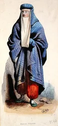 Persisk kvinna, ca 1840 (färglitografi)