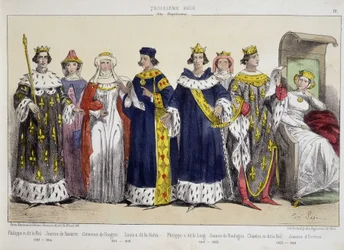 Filip IV the Bel, Jeanne de Navarre, Clemence of Hungary, Louis X Le Hutin, Philippe V the Long, Jeanne de Boulogne, Charles IV the Bel, Jeanne d