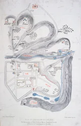 Plan över Jerusalem 1308, illustration från en faksimilupplaga av Liber de Expedition Terrae Sanctae av Marino Sanuto di Torcello (ca 1260-1338)