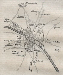 Plan över Paris under Philippe Auguste