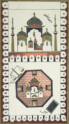 Plan över al-Aqsa-moskén och Qubbat al-Sakhra (Klippdomen), efter ett arabiskt manuskript från 1700-talet