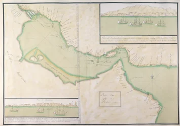 Plan över Persiska viken (handfärgad gravyr)