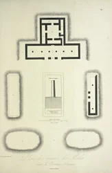 Plan av ruinerna av Mitla i provinsen Oaxaca, illustration från "Views of the Cordilleras and Monuments of the Ursprungsbefolkning i Amerika" av Alexander von Humboldt och Aime Bonpland