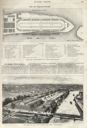 Plan över anläggningen för Internationell sport, som ska byggas på ön Billancourt 1869 - översiktsvy över anläggningarna för internationell sport på ön Billancourt 1869