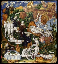 Plakett: Aeneas och Sybil i underjorden, ca 1530 (emalj  guld på koppar)
