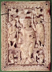 Tavla som visar kung David på tronen, från Reims, 900-1000-talet