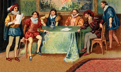 Plejader hos Ronsard. Poeterna Joachim du Bellay (1522-1560), Jean Antoine de Baif (1532-1589), Jean Dorat (Auratus av hans riktiga namn Jean Dinemandi