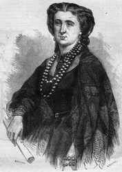 Porträtt av Anna de La Grange (Lagrange) (1824-1909), fransk sångerska. Gravyr i ""Le Monde Illustre"" nr 341 av den 24 oktober 1863.