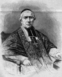 Porträtt av Francois Nicolas Madeleine Morlot (1795-1862), ärkebiskop av Paris. Gravyr i ""Le Monde Illustre"" nr 299 den 3 januari 1863.