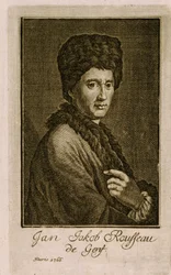 Porträtt av Jean Jacques Rousseau (1712-1778). Anonymt verk, gravyr 1766. Fransk konst