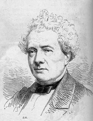 Porträtt av Joseph Samson (1793-1871), fransk komiker, medlem av Comedie Francaise. Gravyr i ""Le Monde Illustre"" nr 312 den 4 april 1863.