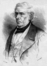 Porträtt av Victor Cousin (1792-1867), fransk filosof och politiker, medlem av Academie Francaise. Gravyr i ""Le Monde Illustre"" nr 511 av 26 januari 1867.
