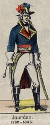 Porträtt en pied av Jean Baptiste, Comte Jourdan, marechal de France (1762-1833) Bild av Epinal från slutet av 1800-talet.