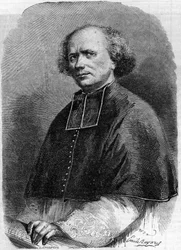 Porträtt av Abbe Gaspard Deguerry (1797-1871), församling av Madeleine i Paris. Gravyr i "" Le Monde Illustré"" nr 207 av 30 mars