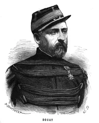 Porträtt av Abel Douay (1809-1870), en fransk general. Gravyr i "Les Illustrations De L