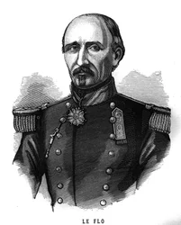 Porträtt av Adolph Le Flo (1804-1887), general för den franska armén och politiker. Gravyr i "illustrationerna av den franska armén från 1789 till 1880""