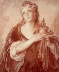 Porträtt av Adrienne Lecouvreur (1692-1730), fransk dramatiker. Teckning av Philippe De Saint Albin