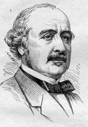 Porträtt av Albert de Broglie (1821-1901), fransk politiker, diplomat, historiker, essäist och akademiker. Gravyr i "" Le Monde Illustré"" nr 883 av 14 mars 1874.