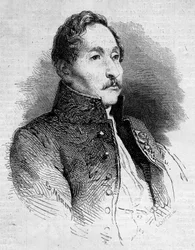 Porträtt av Alexandre Denis Abel de Pujol (1787-1861), fransk målare. Gravyr i "" Le Monde Illustré"" nr 235 av 12 oktober 1861.