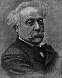 Porträtt av Alexandre Dumas Jr. (1824-1895), fransk författare. Gravyr i "La gazette du dimanche"" av den 5 december 1895.