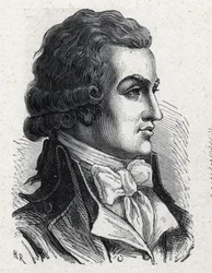 Porträtt av Antoine Pierre Joseph Marie Barnave (1761-1793), fransk politiker. Gravyr från 1889. Privat samling.