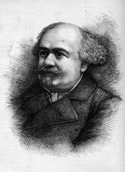 Porträtt av Antoine "" Tony"" Revillon (1832-1898), fransk journalist och ställföreträdare. Gravyr i "" Le Monde Illustré"" nr 1276 den 10 september