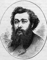 Porträtt av Antoine Vollon (1833-1900), fransk målare. Gravyr i "" Le Monde Illustré"" nr 890 av 2 maj 1874.