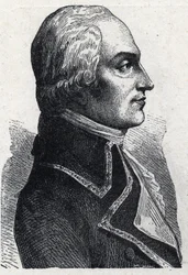 Porträtt av Armand Louis de Gontaut Biron militär francais (1747-1793) Gravyr från 1889. Privat samling.