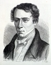 Porträtt av Augustin Fresnel (1788-1827), fransk fysiker - i "" Vetenskapens album; berömda vetenskapsmän; Stora upptäckter””” 1896.