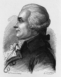 Porträtt av baron Louis-Bernard Guyton-Morveau (Louis Bernard Guyton de Morveau) (Guiton) (1737-1816), fransk politiker, kemist och revolutionär - i "Album de la Science; berömda forskare; Grandes disouvertes””” 1896.