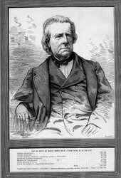 Porträtt av Baron Taylor (Isidore Justin Severin Taylor, dit) (1789-1879), fransk dramatiker och filantrop. Gravyr i "" Le Monde Illustré"" nr 1172 av 13 september 1879.