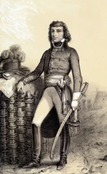 Porträtt av Barthélemy Catherine Joubert, general Boer av Sydafrika (1769-1799). I "" Galerie historique de la revolution francaise "" av Albert Morin