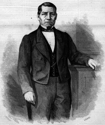 Porträtt av Benito Pablo Juarez Garcia (1806-1872), mexikansk politiker. Gravyr i "" Den illustrerade världen"" nr 270 av 14 juni 1862.