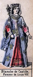 Porträtt av Blanche de Castille (1188-1252), fru till Ludvig VIII av Frankrike. (Kapetiska dynasti). Illustration sent 1800-tal.
