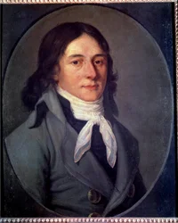 Porträtt av Camille Desmoulins (1760-1794), politiker under den franska revolutionens målning av den franska skolan. 1700-talet.