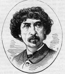 Porträtt av Charles Garnier (1825-1898), fransk arkitekt. Gravyr i "" Le Monde Illustré"" nr 890 av 2 maj 1874.