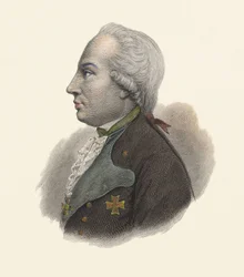 Porträtt av Charles Guillaume Ferdinand, hertig av Brunswick (1735-1806), preussisk general. i "Portraits des Hommes Useful"